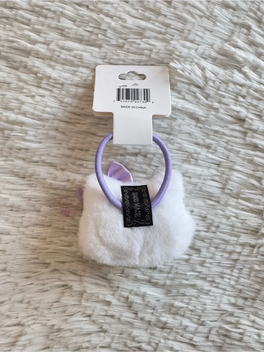 Hello Kitty White & Purple Plush Hair Tie